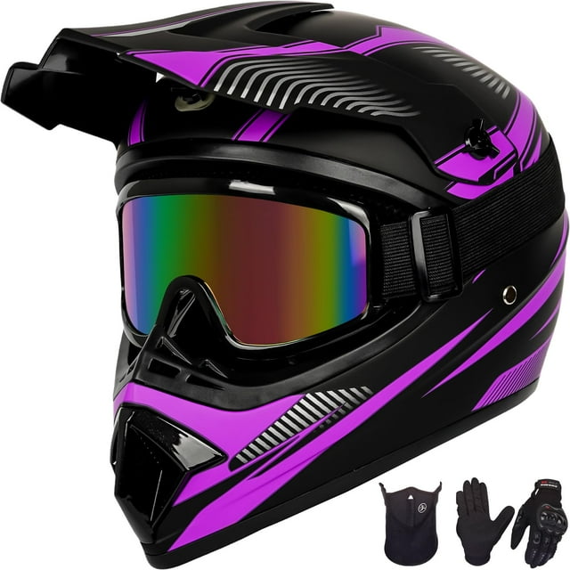 Casco integral de motocross Yesmotor para jóvenes y niños, color morado DOT