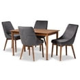 thumbnail image 2 of Baxton Studio Gilmore Modern and Contemporary Grey Velvet Fabric Upholstered and Walnut Brown Finished Wood 5-Piece Dining Set, 2 of 9