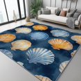 thumbnail image 2 of Area Rugs 6 X 9 ft Rug for Living Room Soft Non Slip Rug Low Pile Watercolor Shell Painting Printed Area Rugs Bedroom Farmhouse Dining Room, Home Decor Indoor Dark Blue, 2 of 7