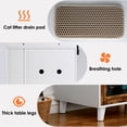 thumbnail image 6 of Demi Bonn 55" Hidden Cat Litter Box Enclosure Furniture with Scratching Pad for Living Room, Modern Graffiti Cat House, White, 6 of 8