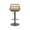 thumbnail image 5 of Swivel Bar Stools Set of 2 Adjustable Counter Height Bar Stools, Retro PE Rattan Bar Chair Upholstered Barstools with Footrest and Metal Base for Home Pub Kitchen Island and Dining Room, Green, 5 of 7