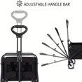 thumbnail image 3 of Heavy Duty Carriage Foldable Folding Car - Portable Utility Wagon With All Terrain Wheels - Can Load 450/250/150 Pounds - Utility Truck Outdoor Wide Camping Beach, Fishing, Camping, Shopping, Black, 3 of 7