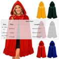 thumbnail image 2 of Iyufng Unisex Velvet Velvet Hooded Mid Length Cape Big Front Bow Ruffle Edge Cloak Cosplay Outfit for Halloween Carnival Photo Shoot, 2 of 9