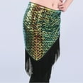 thumbnail image 3 of Waist Chain Skirts Womens Tassel Sequin Triangle Hip Scarf Warp Skirts Belt Sparkly Belly Dance Clothing Gold, Free Size, 3 of 6