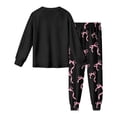 thumbnail image 5 of Kids Girls Pajamas Set Cute Bow Tie Print Long Sleeve Pullover with Pants Cozy Pajamas Set Fall Pajamas Set 13-14 Years, 5 of 6