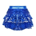 thumbnail image 2 of Alvivi Kids Girls Gymnastics Dance Culottes Latin Jazz Sequins Dancewear A-Line Mini Skirt Royal Blue 14, 2 of 5