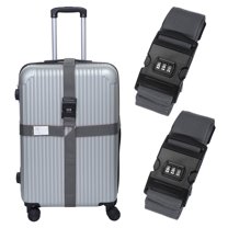Uxcell Cross Luggage Straps with Combination Lock Adjustable Suitcase Belt Gray