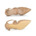 thumbnail image 4 of BLISSFUL STEP Women's Slouches Cross Strap Pointed Toe Stiletto Heels Pumps, 4 of 7
