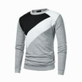 thumbnail image 3 of XAOWF Men'S Casual Sweatshirt Round Neck Patchwork Simple Knit Loose Fit Long Sleeve Stylish Pullover Street Style 2025 Autumn Comfort Breathable Tops, 3 of 4