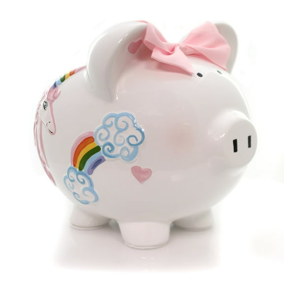 Bank Unicorns & Rainbows Pig Ceramic Hearts Clouds Save Money 36834