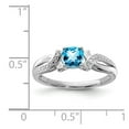 thumbnail image 4 of White Sterling Silver Ring Band Gemstone Swiss Blue Topaz Cushion Diamond Round, 4 of 4