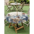 thumbnail image 4 of Outdoor Tablecloth with Umbrella Hole for Patio/Picnic/Party/Camping, Blue Starfish Coastal Waterproof Table Cloth Round Cover Washable, Eucalyptus Summer Nautical Shell Rustic (Dia 54"), 4 of 8