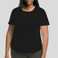 thumbnail image 2 of YFELWZ T-Shirt à Manches Courtes Col Rond pour Femmes Grande Taille Couleur Unie Noir TG, 2 of 4