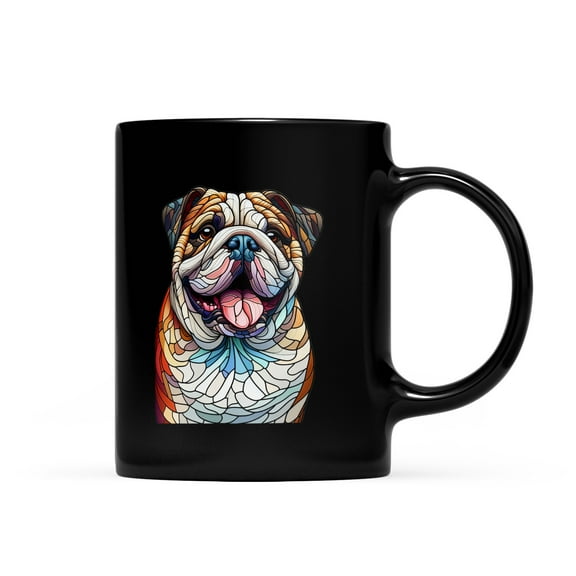 Patriotic Bulldog Stained Glass Portrait American Flag Mug Dog Lover Gifts Idea Coffee Tea Cup - 01010
