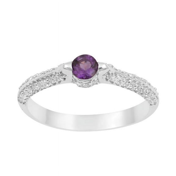 Mooneye 4mm Round Shape Amethyst Gemstone 925 Sterling Silver Solitaire Women Love Wedding Ring