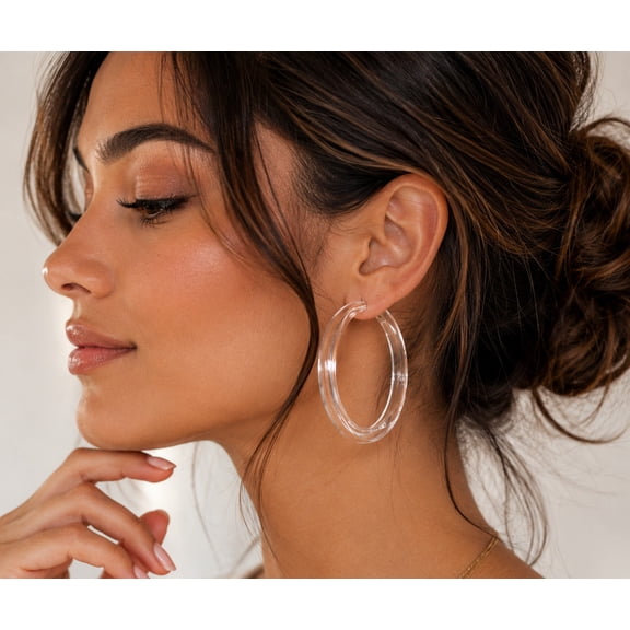 Clear Acrylic Hoop Earrings for Women ā Lightweight Transparent Hoops, Everyday Minimal Jewelry, Trendy Fashion Earrings
