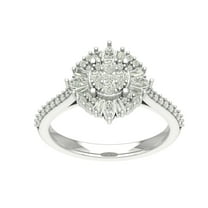 Araiya 14K White Gold Round Baguette and Marquise Diamond Halo Ring (3/4 cttw, I-J Color, I2-I3 Clarity), Size 8