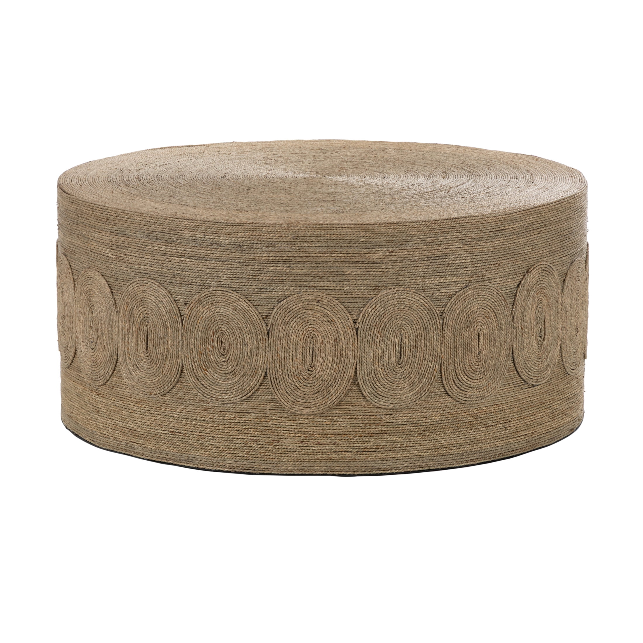 DecMode 36" x 17" Brown Seagrass Handmade Woven Coffee Table with Round Weave, 1-Piece