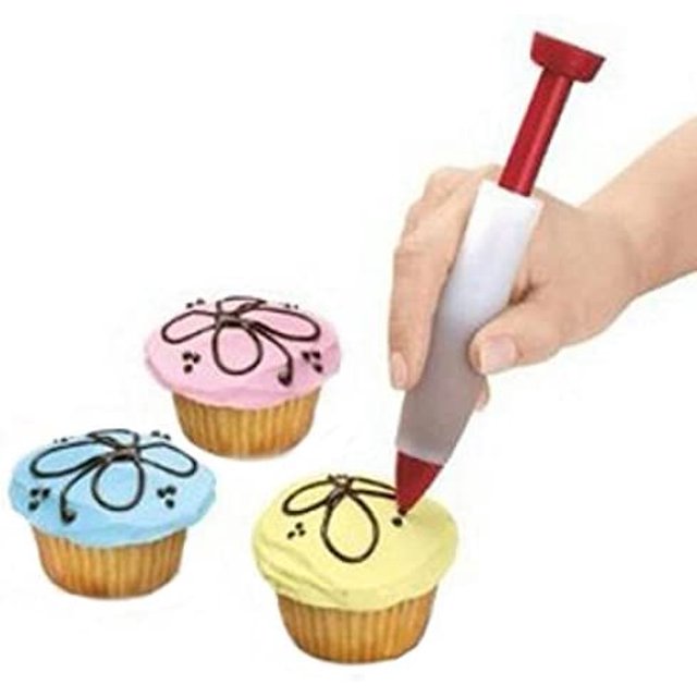 Silicona Cupcake decoración glaseado tubería pistola pastel galleta pastelería crema Chocolate tubería glaseado jeringa placa pintura pluma TUNC Sencillez