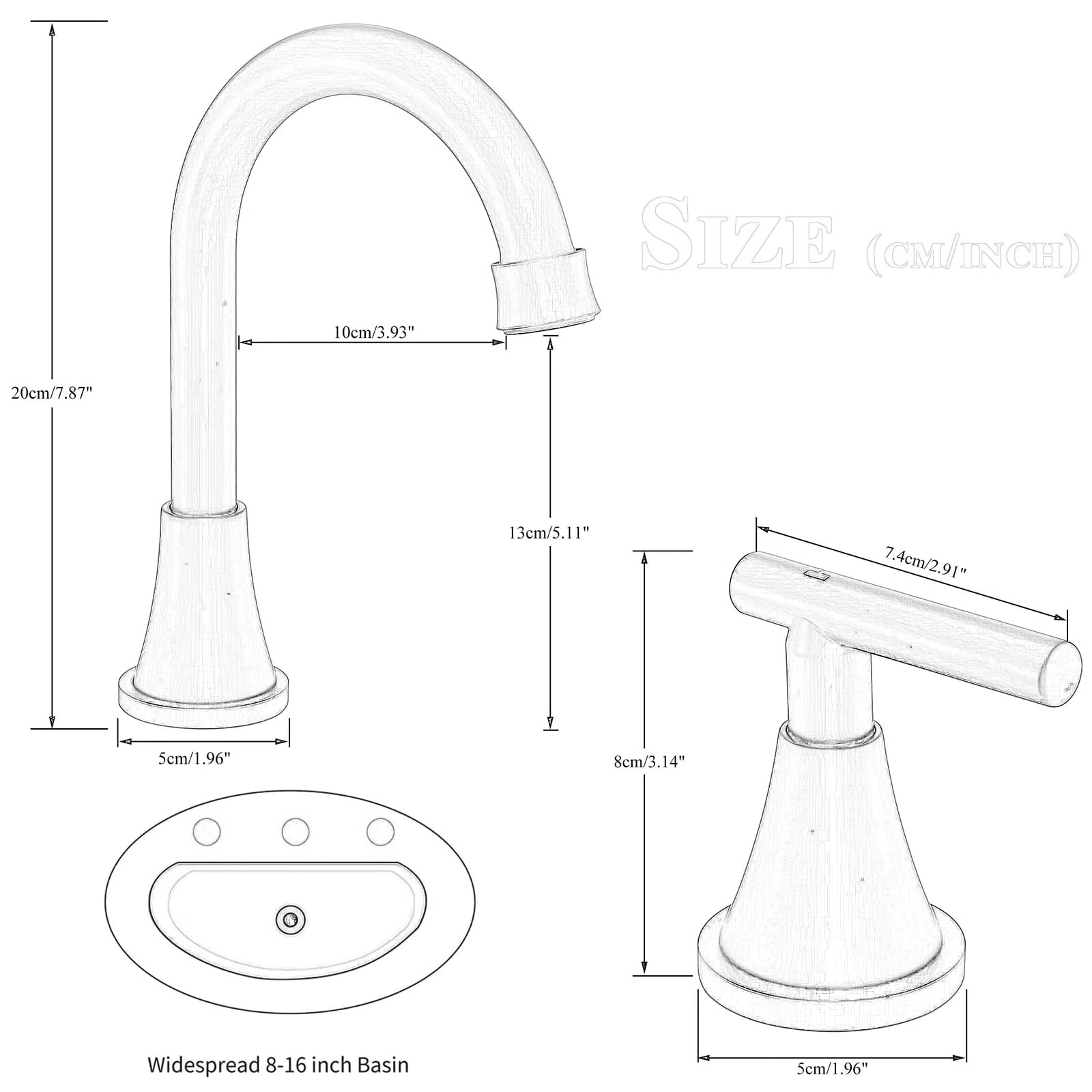Bathroom Sink Faucet 3 Hole Brushed Nickel Widespread Basin Vanity Mixer w Drain