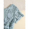 thumbnail image 5 of Toddler Baby Girls Summer Romper, Short Sleeve Crew Neck Lace Flower Short Jumpsuit One-Piece Clothes with Belt, 5 of 9