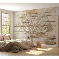 Tiptophomedecor Background & Patterns Wallpaper Wall Mural - Tree On Boards