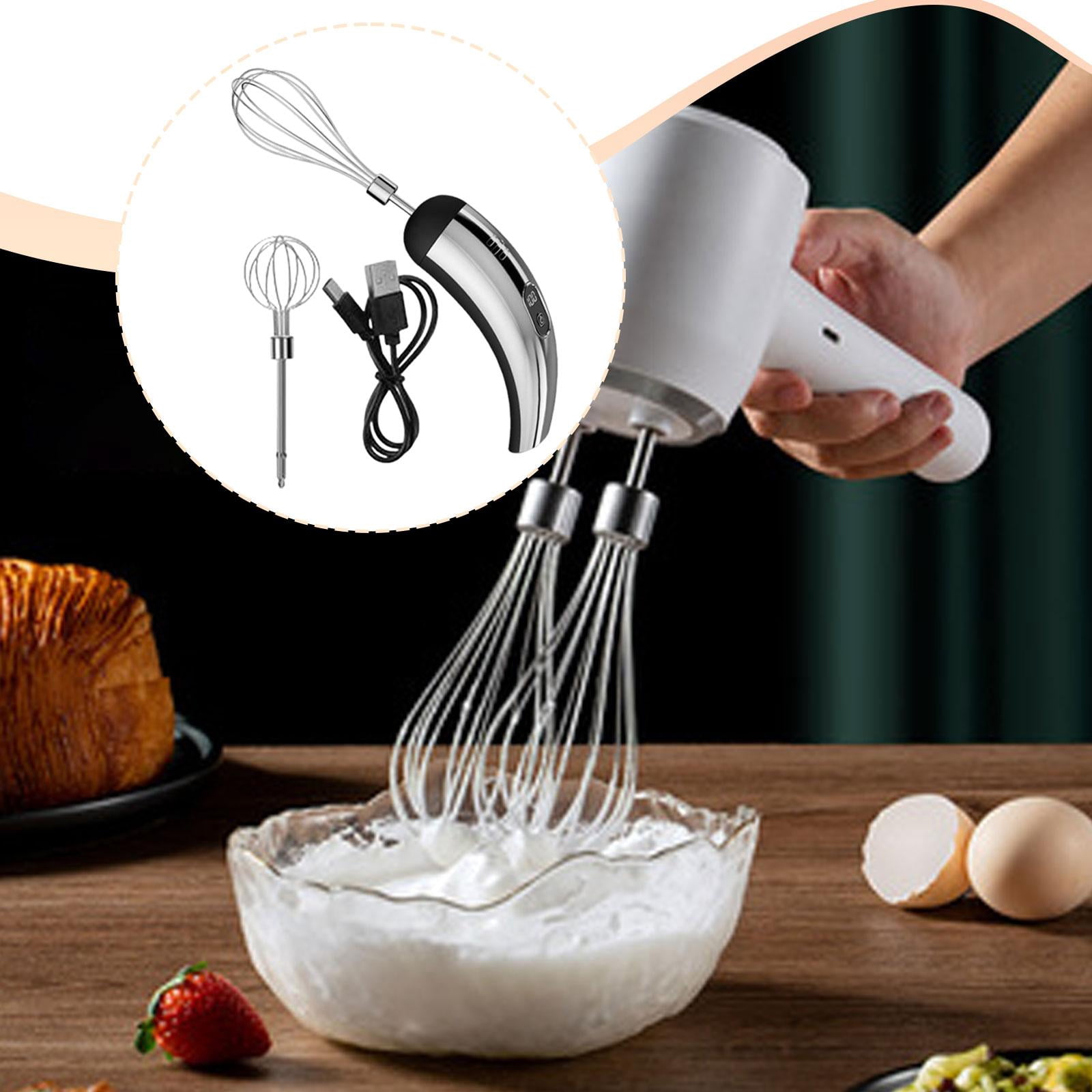 Fiocias Cordless Hand Mixer Compact Electric Egg Beater for Kitchen Baking Cake Shop Silver Black