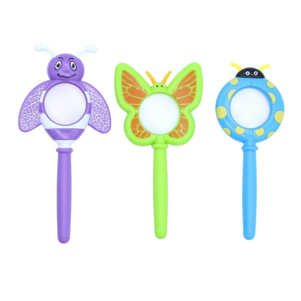 3 lupas de plástico de mano con dibujos animados para insectos, para niños, detectives, exploradores, manualidades, lupas de insectos coloridas, color aleatorio