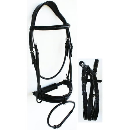 Leather English Rein Horse English Leather COB Padded Riding Raised Adjustable Flash Bridle Reins 803S44-C ()