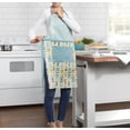 thumbnail image 2 of Mainstays Chef Kitchen Apron, 28" x 32" Cotton Apron with Pocket, Blue Herbs, 2 of 7