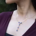 thumbnail image 2 of 2Ct Oval Cut Simulated Blue Tanzanite Womens Lariat Necklace 14K Yellow Gold Plated, 2 of 2