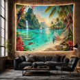 thumbnail image 6 of Tropical Bay With Waterfall Hammock and Macaw, Peaceful Coastal Style for Beach Lovers, Island Wall Art, Housewarming Gift, Tapestry Wall Hanging for Bedroom and Living Room, 6 of 7
