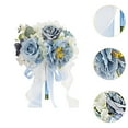 thumbnail image 6 of QccHieUs Wedding Bouquet Bridal Bouquet Artificial Roses Bride Holding Flowers Artificial Blue White, 6 of 8