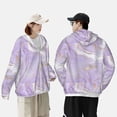 thumbnail image 6 of Balery Lavender Glitter Foil Stripes Men's Women's UPF 50+ Sun Protection Lightweight Hoodie Performance Long Sleeve Shirt for Fishing Running-Medium, 6 of 9