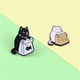 thumbnail image 4 of Cute Black White Cat-Enamel Fish Brooch of Cartoon Animals, 4 of 5