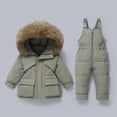 thumbnail image 2 of Toddler Girls Ski Snowsuits 2 Piece Windproof Waterproof Kids Insulated Jacket and Bib Overalls Snow Winter Sets (6-12 Month, Army Green 01), 2 of 6