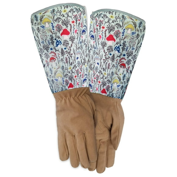 Expert Gardener Ladies Medium Armur-Tech Rosepicker with Mushroom Print and Extended Cuff
