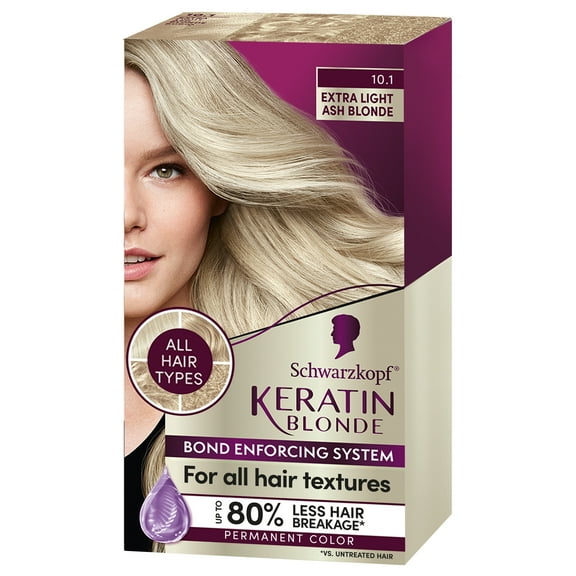 Schwarzkopf Keratin Color Permanent Hair Color Cream, 10.1 Extra Light Ash Blonde, 1 Kit