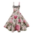 thumbnail image 4 of LWavelet 2026 Valentine's Soft Vibe Valentine Sundress, Spaghetti Strap Heart Print Fitted Waist Flared Dress Multicolor L, 4 of 4