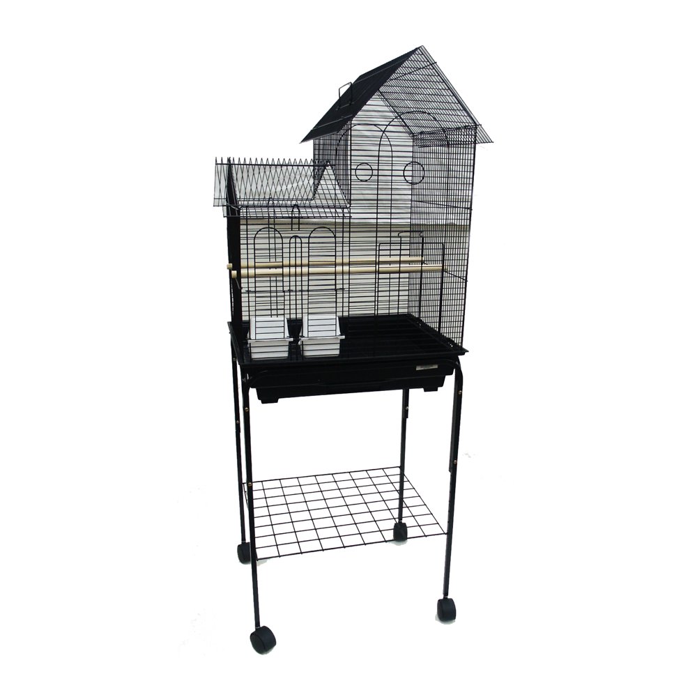 YML 1944BLK_4924BLK 1/2" Bar Spacing Villa Top Bird Cage with Stand