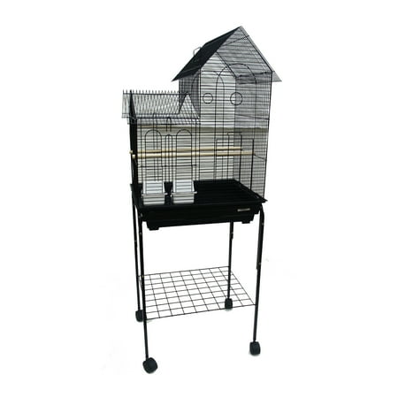 YML 1944-4924BLK Villa Top Small Bird Cage with Stand in Black