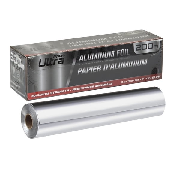 Ultra Heavy Duty Aluminum Foil Roll 30.5cm x 200m (12 in. x 656 ft) Non-Stick Commercial-Grade Food Wrap for Catering, Grilling, Baking and Kitchen Use