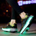thumbnail image 3 of LED Trainers,LED Light UP Roller Skates Shoes,USB Rechargeable,Retractable Single Double Wheels 37, 3 of 4