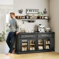 thumbnail image 3 of LGHM 63" Sideboard Buffet Cabinet with Drawers, Modern Kitchen Storage Cabinet with Adjustable Shelves and Magnetic Catch Doors, Wood Coffee Bar for Kitchen, Living Room, Black, 3 of 9