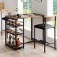 thumbnail image 1 of Rustic brown 3-piece counter-height bar kitchen mesa set. features 3 almacenamiento estantes suitable para small spaces y apartments. includes dining mesa y 2 forrado bar-height sillas, 1 of 5