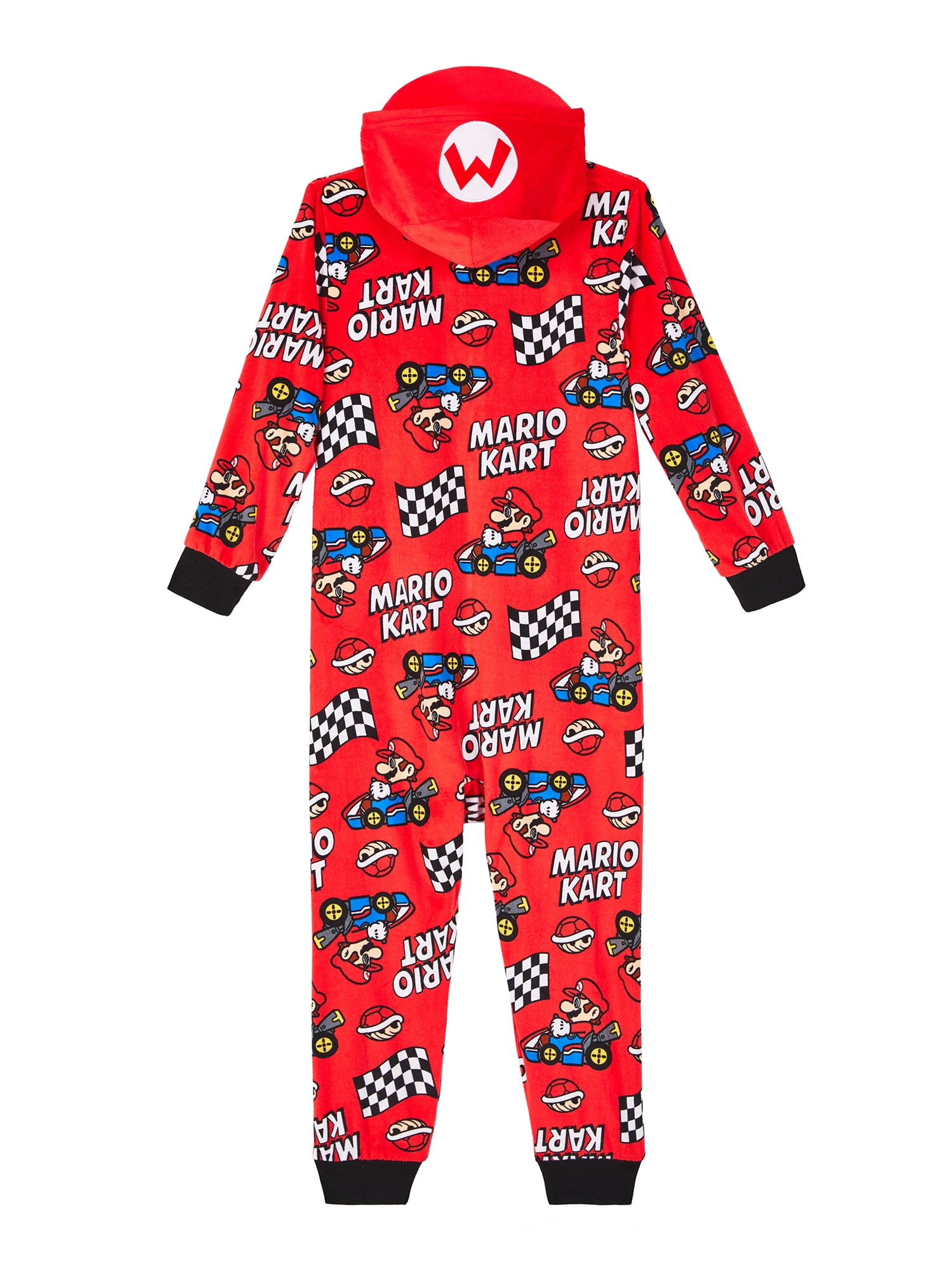 Super Mario Boys Hooded Union Suit Pajama, Sizes 4-12