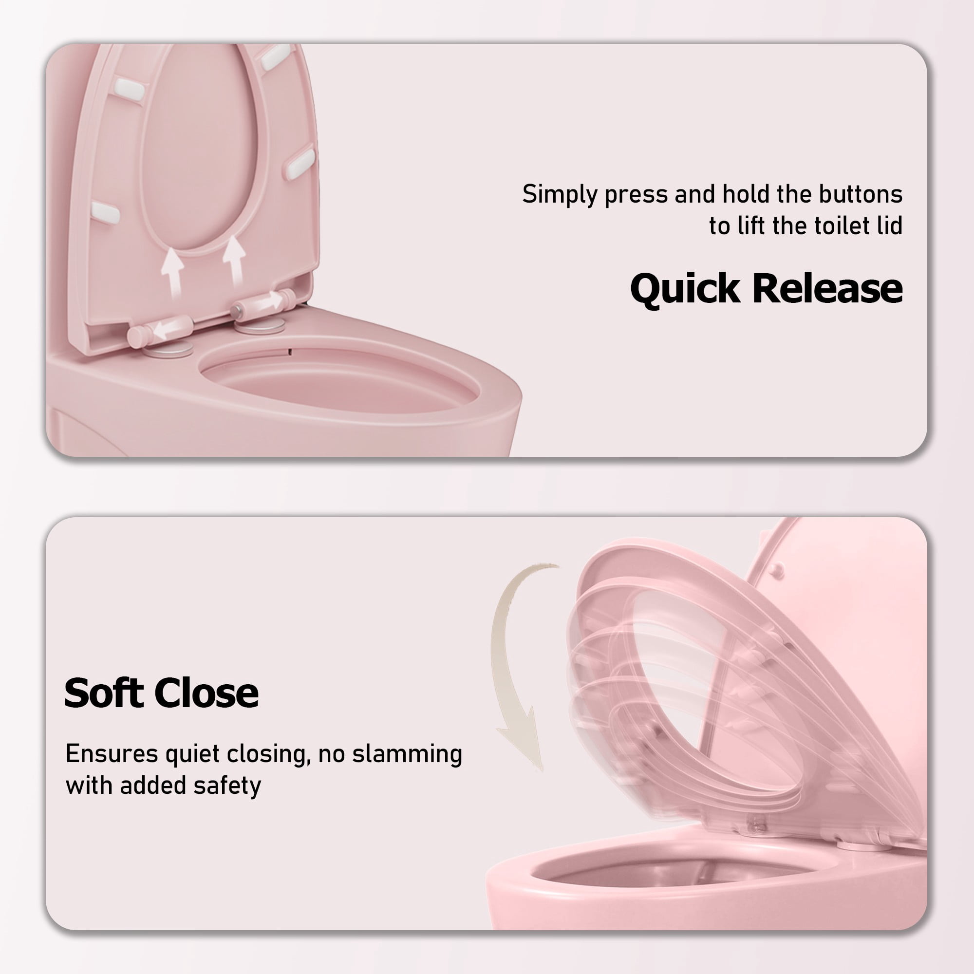 1.1/1.60 GPF Dual-Flush One Piece Toilet, Water-Saving Elongated Comfort Height Floor Mounted, Soft Close Seat,Rose