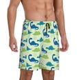 thumbnail image 2 of Bixox Men's Cute Dinosaur Blue Green printed lightweight casual shorts, soft sleep shorts with pockets., 2 of 7