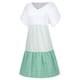 thumbnail image 4 of Qucoqpe - Vestido corto informal de talla grande para mujer, de verano, holgado, a la moda, con cuello en V, rayas, lunares, manga corta, volantes, dobladillo escalonado, de lino, para playa y sol,, 4 of 5