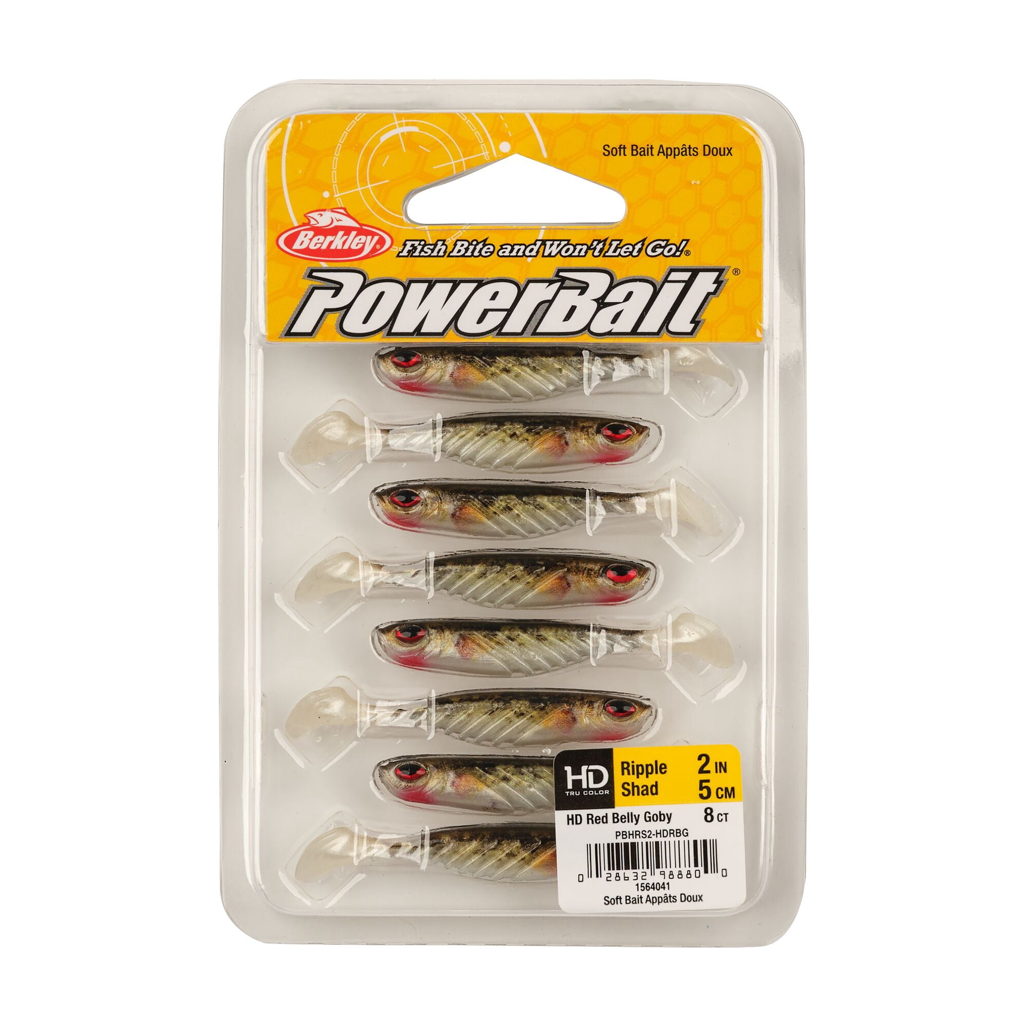 Berkley PowerBait® Ripple Shad, 2 in, Swimbaits, HD Red Belly Goby (8 Count)